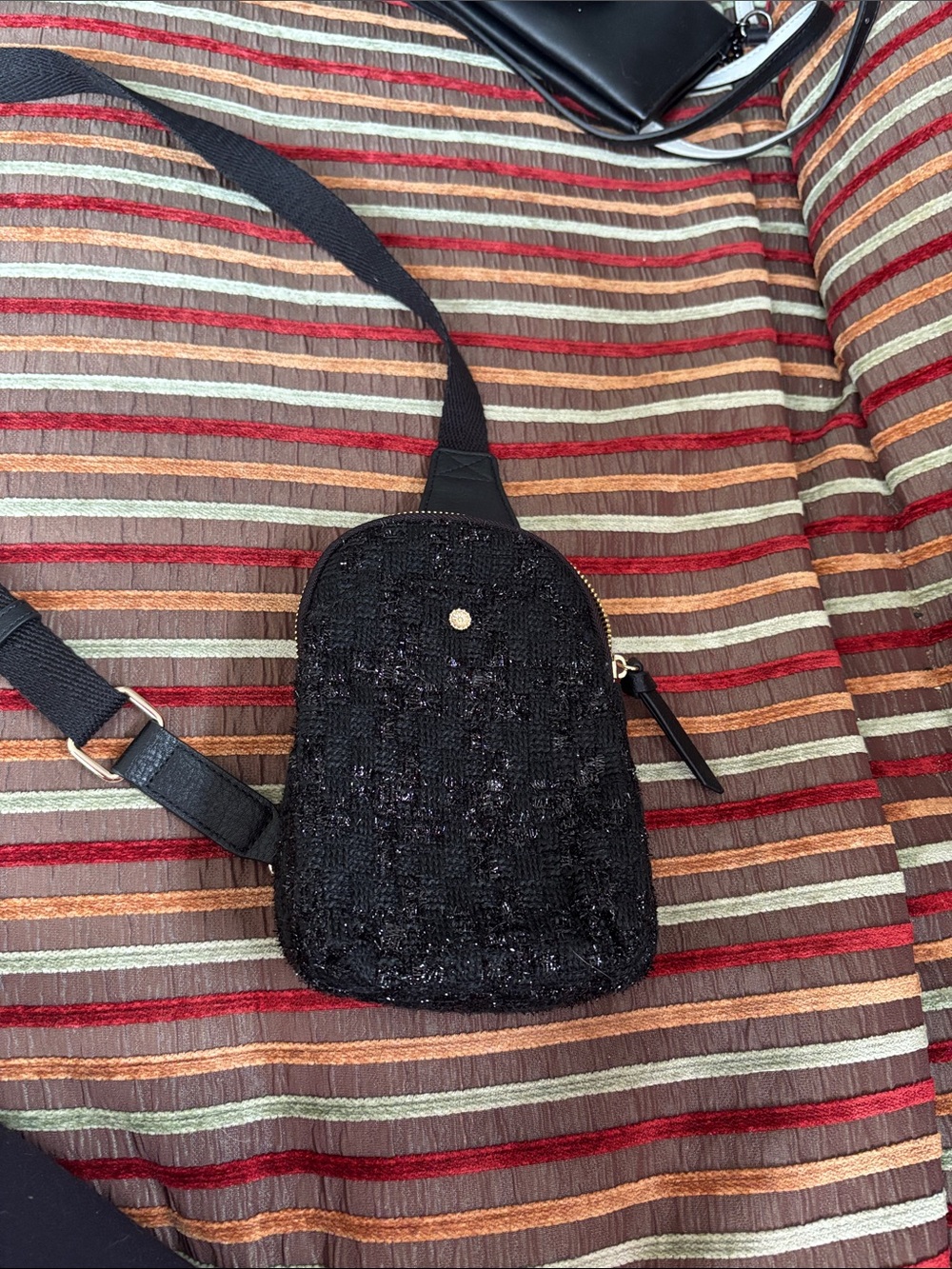 LC Lauren Conrad Black Sequin Crossbody Sling Bag